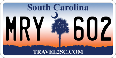 SC license plate MRY602