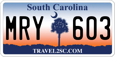 SC license plate MRY603