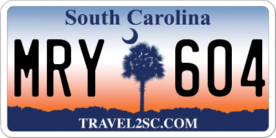 SC license plate MRY604