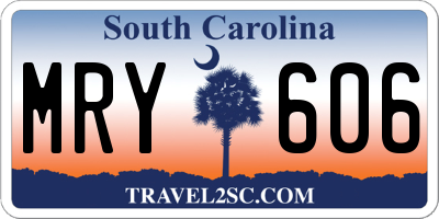 SC license plate MRY606
