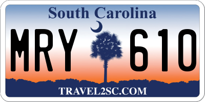 SC license plate MRY610