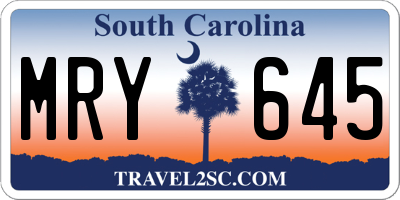 SC license plate MRY645