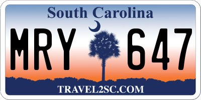 SC license plate MRY647