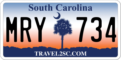 SC license plate MRY734
