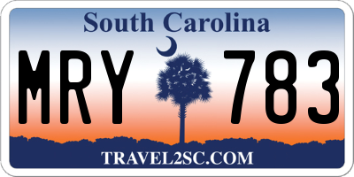 SC license plate MRY783