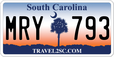 SC license plate MRY793