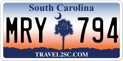SC license plate MRY794