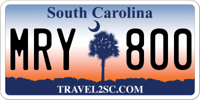 SC license plate MRY800