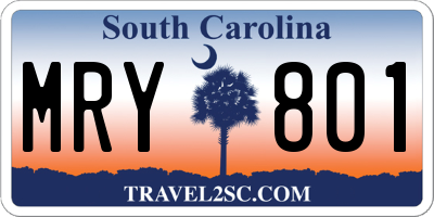 SC license plate MRY801