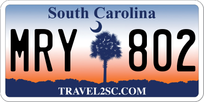 SC license plate MRY802