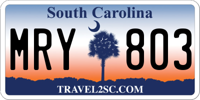 SC license plate MRY803