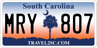 SC license plate MRY807