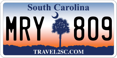 SC license plate MRY809