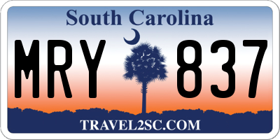 SC license plate MRY837