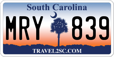 SC license plate MRY839