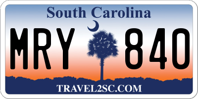 SC license plate MRY840