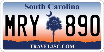 SC license plate MRY890