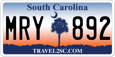 SC license plate MRY892