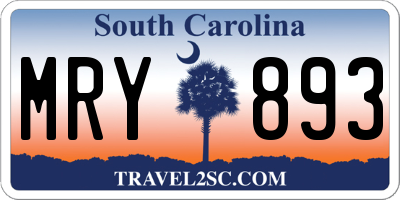 SC license plate MRY893
