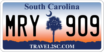 SC license plate MRY909