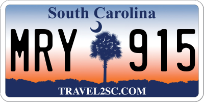 SC license plate MRY915