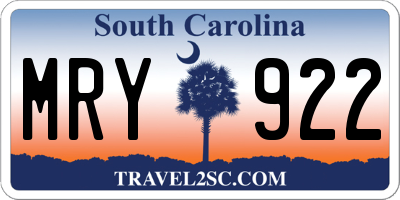 SC license plate MRY922