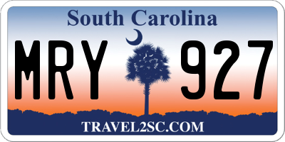 SC license plate MRY927