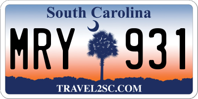 SC license plate MRY931
