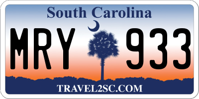 SC license plate MRY933