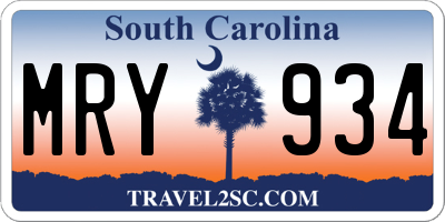 SC license plate MRY934
