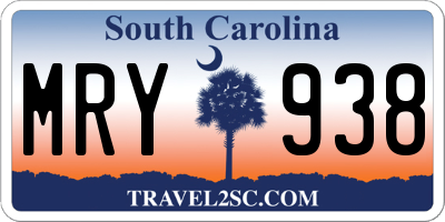 SC license plate MRY938