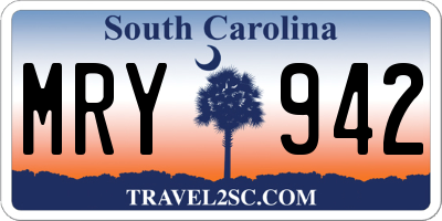 SC license plate MRY942
