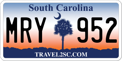 SC license plate MRY952