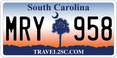 SC license plate MRY958