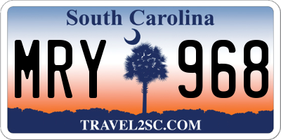 SC license plate MRY968