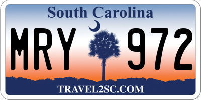 SC license plate MRY972