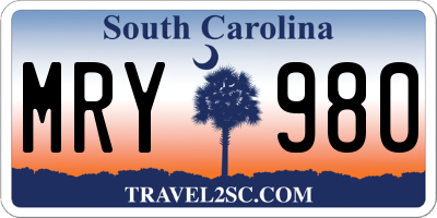 SC license plate MRY980