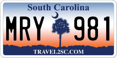 SC license plate MRY981
