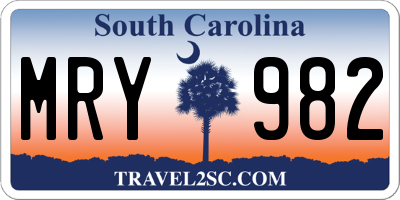SC license plate MRY982