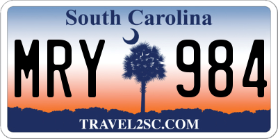 SC license plate MRY984