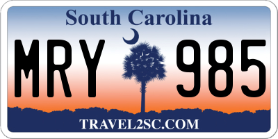 SC license plate MRY985