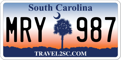 SC license plate MRY987