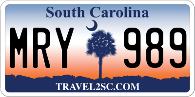 SC license plate MRY989