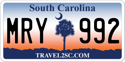 SC license plate MRY992