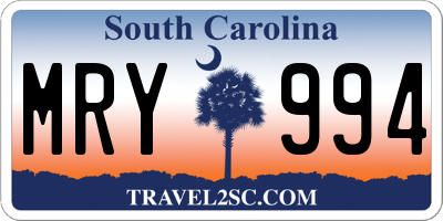 SC license plate MRY994