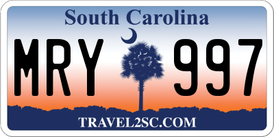 SC license plate MRY997