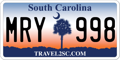 SC license plate MRY998