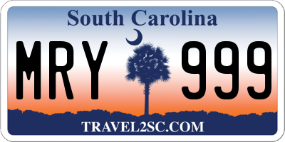 SC license plate MRY999