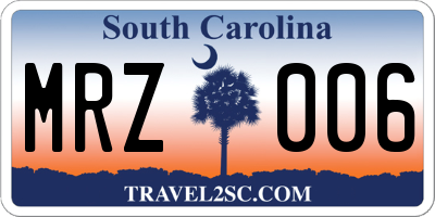 SC license plate MRZ006
