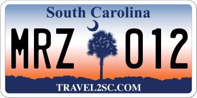 SC license plate MRZ012